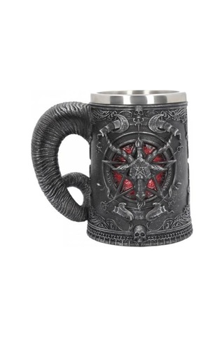 Pentagram Boynuz Bira Kupa Paslanmaz Çelik Ve Amp Reçine 3d Tankard Kahve Bira Kupa Drinkware Cup Mystic Wicca Fan Hediye Kupalar Siyah A