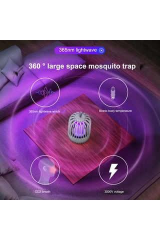 Tenfowee 1200mah Pil Li-polyli 365nm Mor Işık Turbo Süper Emici Yüksek Gerilim Elektrikli Evcil Mosquito Katil Pembe