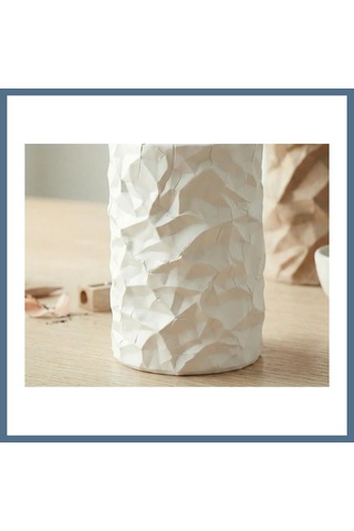 Buradabulabilirsin 3d Baskı Buruşuk Kağıt Görünümlü Kalemlik Modern Masaüstü Organizer Dokulu Kalem Tutucu 10 Cm - Beyaz Bbz