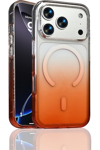 Apple Uyumlu iPhone 17 Pro Max Kılıf M-safe Şarj Özellikli Zore Septik Silikon Kapak Turuncu