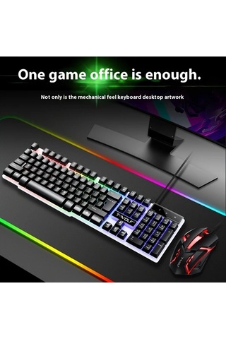 Techbloom T-wolf Thunder Wolf Tf-230 Black Klavye Ve Fare Seti Aydınlatmalı Oyun Ofis Bilgisayar Kablolu Aksesuar Diğer