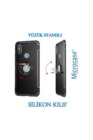 Xiaomi Redmi Note 6 Pro Yüzük Standli Armor Silikon Kilif 310724448