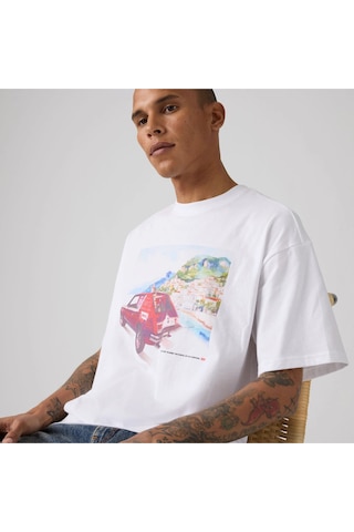 Levi's Erkek Grafik Desenli Bol Kesim Boxy Fıt Tişört - 008b4-0001 Beyaz