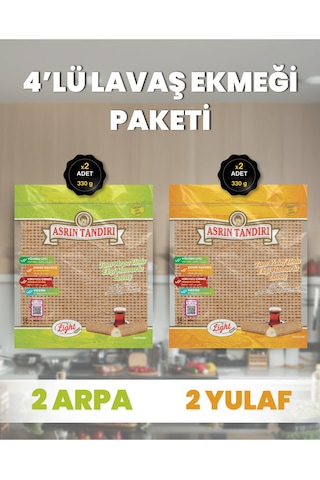 4'lü Lavaş Paketi 2 Paket Ekşi Hamurlu Arpa+2 Paket Ekşi Hamurlu Yulaf 4x330gr.