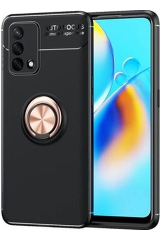 Oppo A74 4g Kılıf Yüzüğü Stant Ve Araç Tutucu Olabilen Şık Esnek Premium Silikon Kapak Ryc/ravel Siyah - Rose Gold