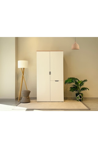 Novara Katlanabilir Çalışma Masalı Gardırop Krem Sedef 100x190x144 Cm Atlantik Çam