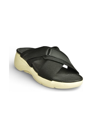 Fox Shoes Y973935004 Siyah Kumaş Kalın Tabanlı Kadın Terlik Siyah