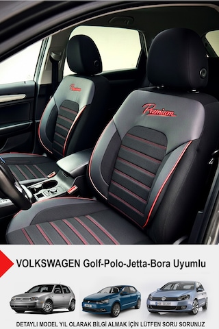 Premium Serisi Lüks Keten Oto Koltuk Kılıfı Volkswagen Bora-golf-jetta-polo Uyumlu Siyah