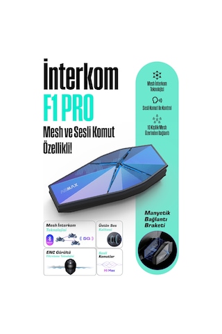 F1 Pro Mesh Ve Sesli Komut İnterkom Shiny Blue