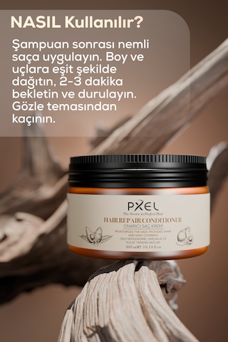 Pxel Onarıcı Saç Kremi 300 Ml Kuru Ve Yıpranmış Saçlara Özel Yoğun Bakım Shea Yağı, Biotin, Kafein Ve Bitkisel Protein İçerikli Saç Kırığı Karşıtı