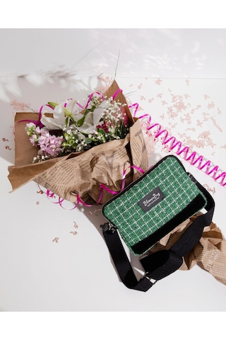 Bloominbag Shepherd Tweed Çapraz Çanta Yeşil - Siyah