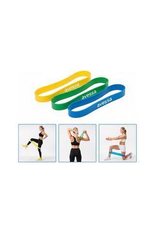 3 Adet Hafif-orta-sert Direnç Pilates Yoga Spor Bandı 285x50x1 Mm - 1,5 Mm - 1,30 Mm Çok Renkli