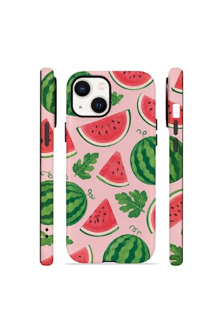 Apple iPhone Uyumlu 13 Vorian Çift Katmanlı Magsafe Kılıf Watermelon Garden Party
