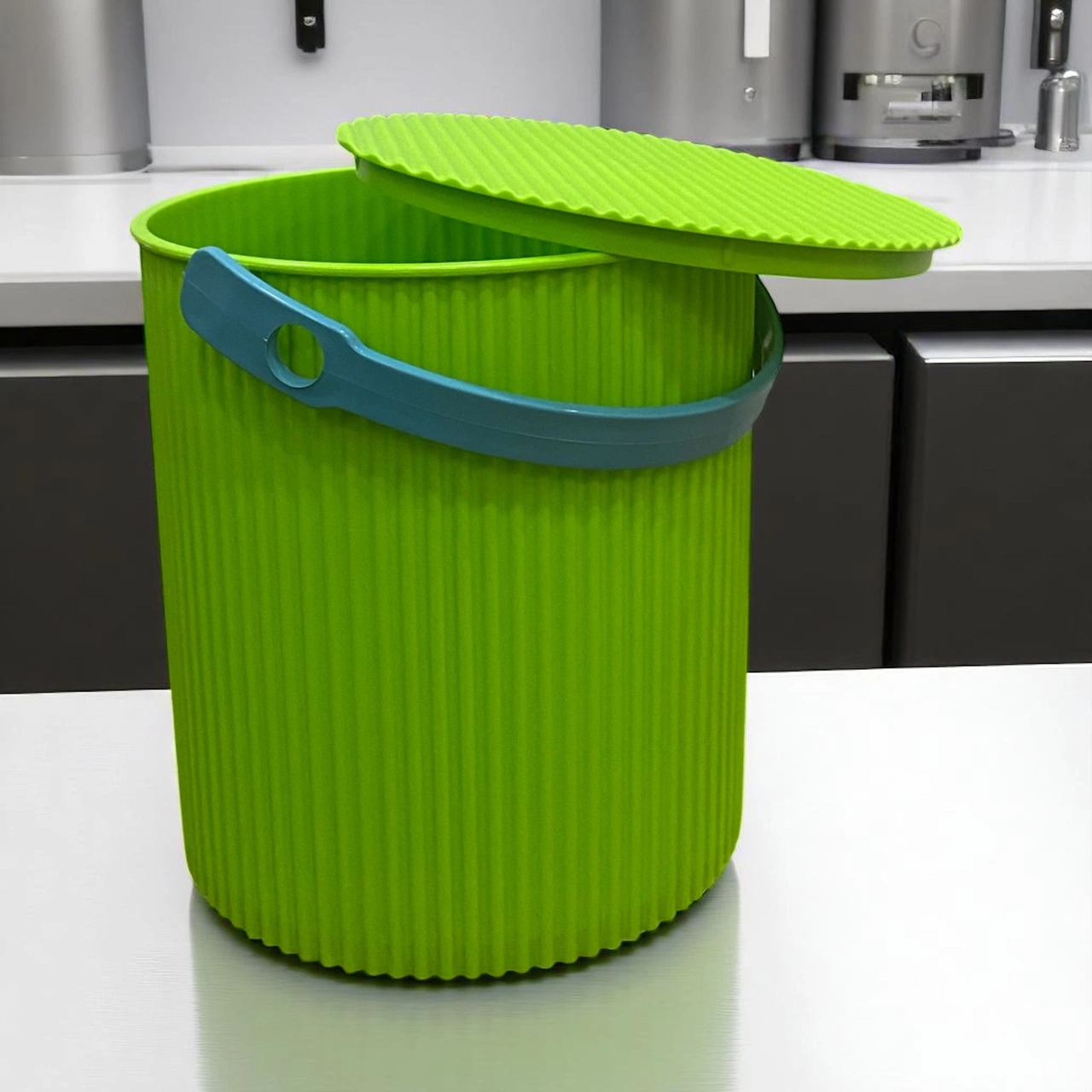 Rainbow Yeşil Yuvarlak Kova Piknik Sepeti Meyve Kovası