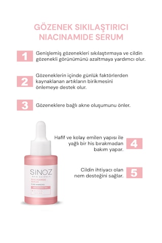Sinoz Gözenek Sıkılaştırıcı Sebum Sivilce Serum Niacinamide 10% + Zinc Pca 1% 30 ML