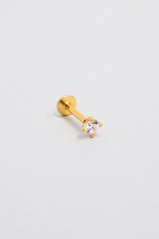 Zirkon Işıltısı 18 Ayar Sarı Altın Kaplama Gümüş Tragus-helix Piercing Sarı