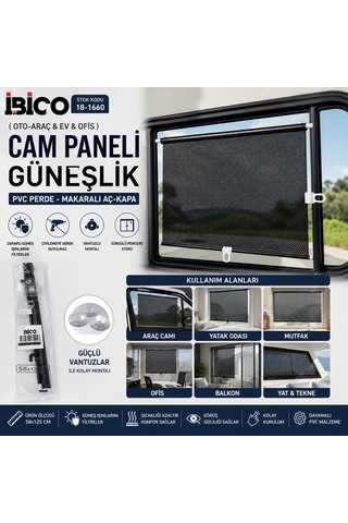 58x125 Cm Pvc Makaralı Araç Cam Güneşliği Vantuzlu Diğer