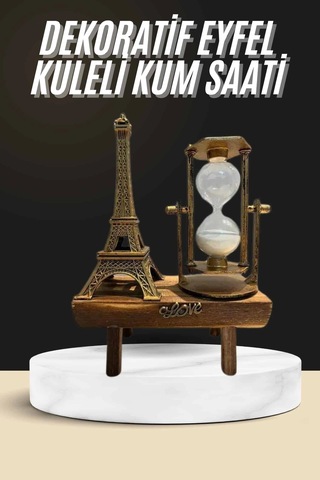 Retro Eyfel Kulesi Ve Kum Saati Dekoratif Ahşap Görünümlü Masa Biblosu 08661426