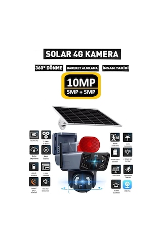 Ultimate Solar 4g Güneş Enerjili Dual Lens 360 Görüş Akıllı Güvenlik Kamerası O-kam Uygulama