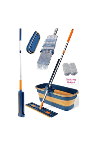 Tilbe Home Kendinden Sıkmalı Kovalı Mop Seti - Kendinden Sıkmalı Mop Katlanabilir Tekerlekli Kova 1