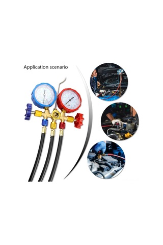 Konesam Hvac Manifold Seti - R134a, R410a, R22 İçin Yüksek Basınçlı Soğutucu Şarj Hortumları Ve Vanalar