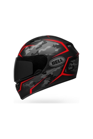 Bell Qualifier Stealth Camo Kapalı Kask (Mat Siyah-Kırmızı)