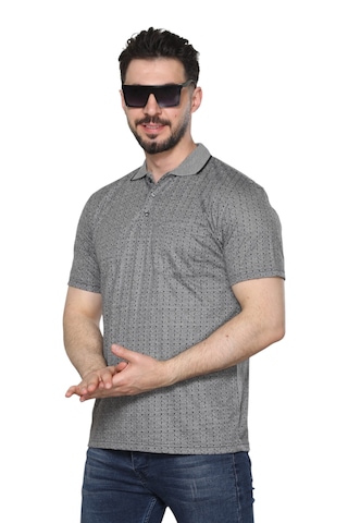Kzctekstil Erkek Baba Ve Orta Yaş Penye Tişört Yakalı Cepli Jakarlı Kumaş Klasik Kesim Gri