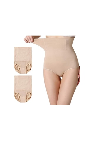 Momslab Doğum Sonrası Ten Rengi 1 Beden Küçük Gösteren Yüksek Bel Toparlayıcı Sıkılaştırıcı Slip Korse Külot Karışık