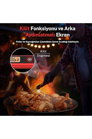 Thermopro Tp-03h Su Geçirmez Katlanabilir Profesyonel Gıda Pişirme Termometresi-kırmızı