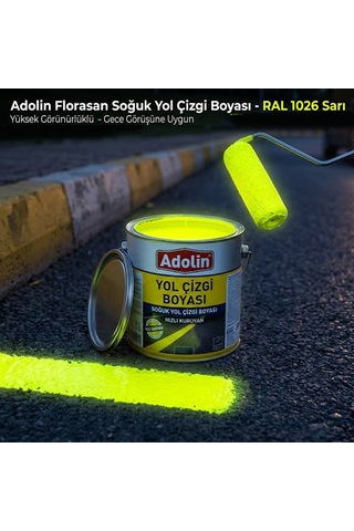 Adolin Florasan Soğuk Yol Çizgi Boyası Ral 1026 Sarı 875 Mg - Yüksek Görünürlüklü