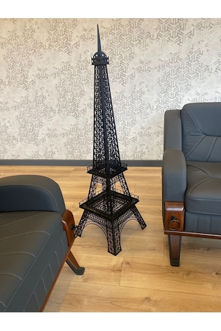 Metal Eyfel Kulesi Cnc Kesim Siyah Renk