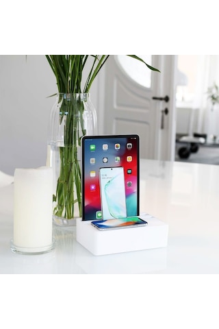Alldock Wireless Kablosuz Şarj Standı - Beyaz