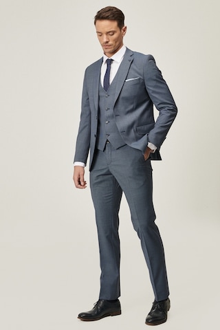 AC&Co / Altınyıldız Classics Altinyildiz Classics Erkek Lacivert-Mavi Slim Fit Desenli Lacivert-Mavi Yünlü Su Geçirmez Nano Yelekli Takım Elbise 4A3121100002LAM566N Lacivert
