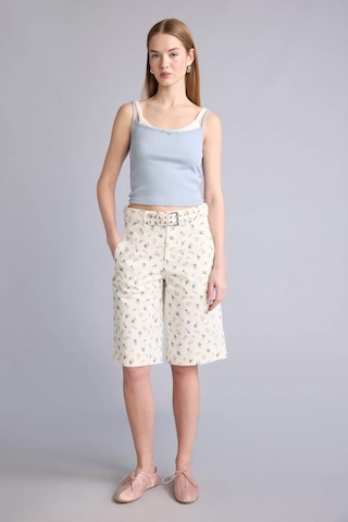Defacto Afra X Defacto Normal Bel Gabardin Bermuda H2627ax26smwt84 Beyaz-wt84