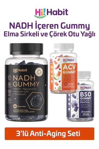 Hi Habit 3 Lü Gummy Set Nadh, Elma Sirkesi Ve Çörek Otu Yağı