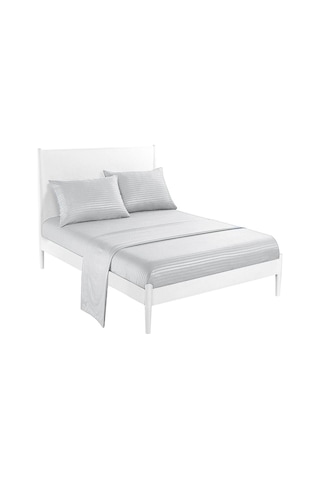Evlen Home Line Pamuklu Nevresim Takımı 4 Parça Çizgili Saten Nevresim Seti Otel Nevresim Gri