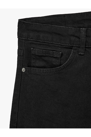 Koton Pamuklu Normal Bel Cepli Straight Fit Jean Pantolon - Mark Jean Siyah 7wam40236nd