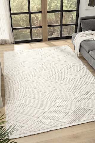 Fizy Beyaz Halı Loop Sisal Halı Modern Dokuma Oturma Odası Salon Halısı 13791a Beyaz