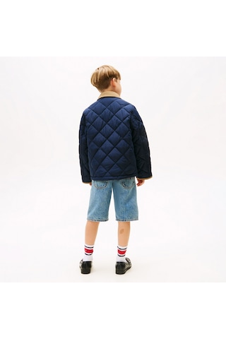 Tommy Hilfiger Contrast Collar Quilted Relaxed Çocuk Lacivert Ceket Kb0kb09814 Mavi