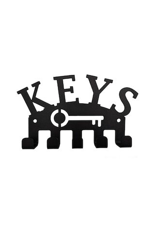 Aju Anahtar Askılığı Keys Yazılı Dekoratif Metal Tasarım Anahtarlık Paslanmaz Hediyelik Siyah Siyah