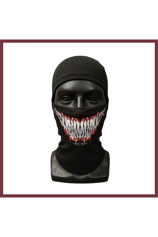 Storeşahin Unisex Tam Yüz Balaklava Diş Desenli Kışlık Maske Nefes Alan Esnek Kask Altı Boyunluk Yumuşak Viskoz Shn0720 Siyah