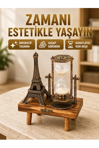 Ahşap Gövdeli Dekoratif Kum Saati Masa Üstü El Sanatı Aksesuarı 01 18735652