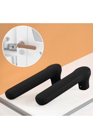 Siyah Kapı Kolu Koruyucu 2 Adet, Çocuk Güvenliği İçin Silikon Kapı Kolu Koruyucu