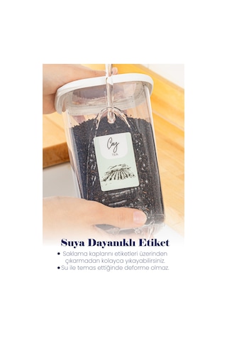 Vienev Renkli Etiketli Kare Saklama Kabı Beyaz 12'li Beyaz