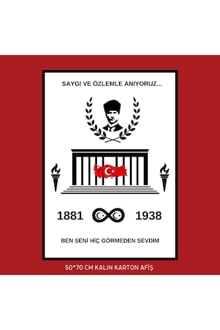 10 Kasım Atatürk Afişi 50x70 Cm Bristol Baskı 01