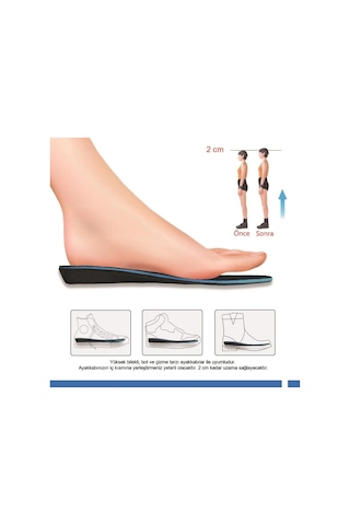 Active Team BU01 - 2 Cm Boy Uzatıcı Gizli Topuk Yükseltici, Tabanlık