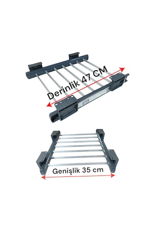 Dolap Içi Raylı Pantolonluk Askılığı 35 47 Cm Üst Rafa Montaj Olur Gri