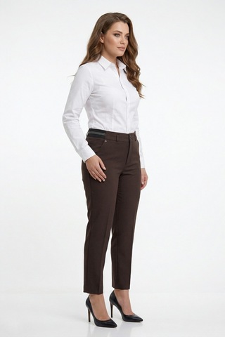 Kübra Kadın Kumaş Bilek Pantolon Bel Yarım Lastikli Bgl-st05388 Kahve