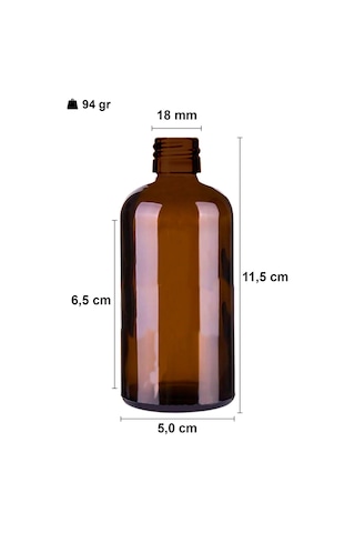 Çelik Roll On Şişesi 100 ML Sızdırmaz Siyah Kapaklı Amber Cam Şişe 1 Adet