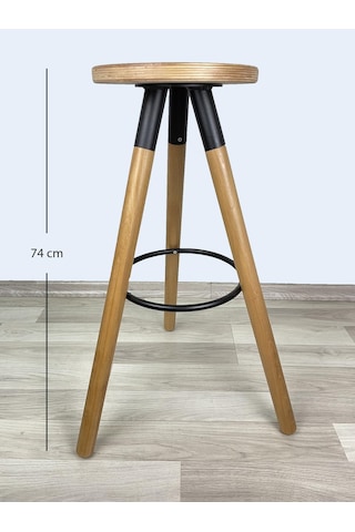 Banco Bar Sandalyesi, Bar Taburesi 74cm Ahşap Ayak Ahşap Oturak Çok Renkli